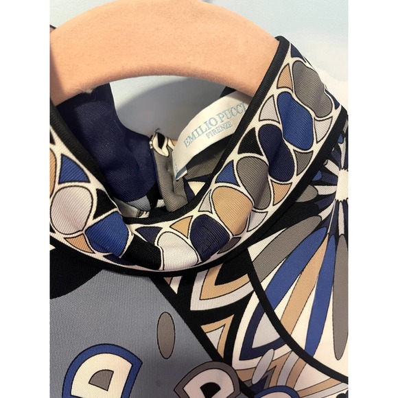 Vintage Emilio Pucci Mock Neck Turtleneck Tunic Top XS S M Blue - Picture 2 of 4